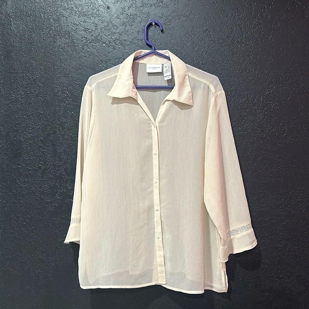 LIZ CLAIBORNE 100% Polyester half sleeve Blouse Size XL